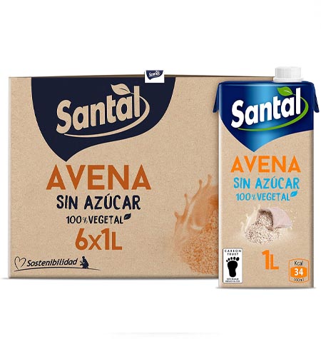 Bebida de avena Santal brik 1 litro paquete 6 uds