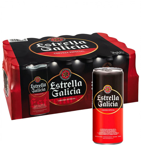 Cerveza ESTRELLA GALICIA 33 cl Pack 24 latas