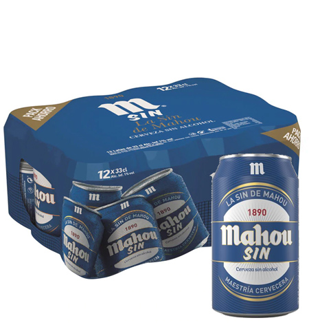 Cerveza MAHOU SIN 33 cl Pack 24 latas