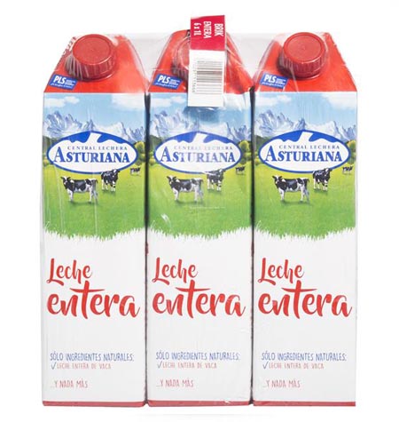 Leche Asturiana entera brik 1 litro paquete 6 uds