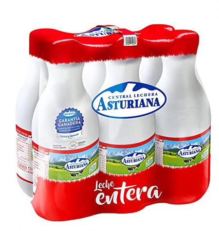 Leche Asturiana entera brik 1 litro paquete 6 uds
