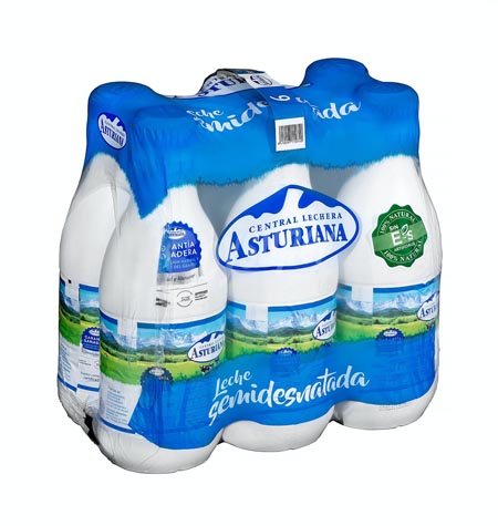 Leche Asturiana semi brik 1 litro paquete 6 uds