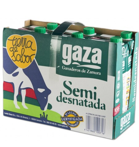 Leche Gaza Semidesnatada Brik 6 x 1Litro