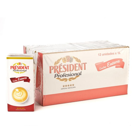 Leche President Entera 1 Litro x 12 Unidades