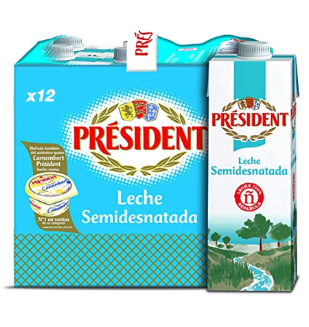 Leche President Semidesnatada 1 Litro x 12 Unidades