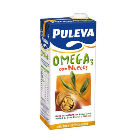 Leche desnatada Puleva Omega 3 1 litro pack 6 bricks