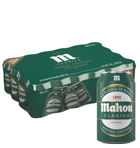 MAHOU cerveza clásica 33 cl Pack 24 latas